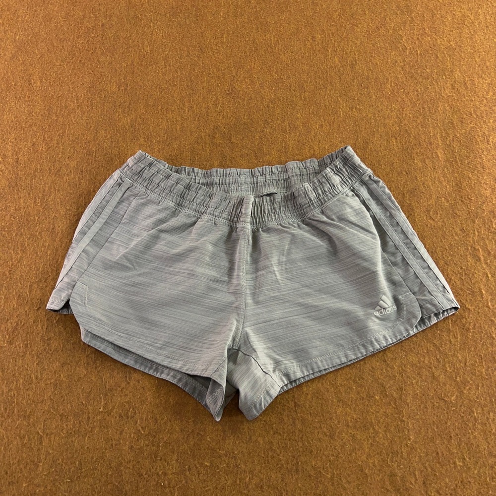 Adidas Womens Small Grey Space Dye 3-Stripe Athletic Running Shorts